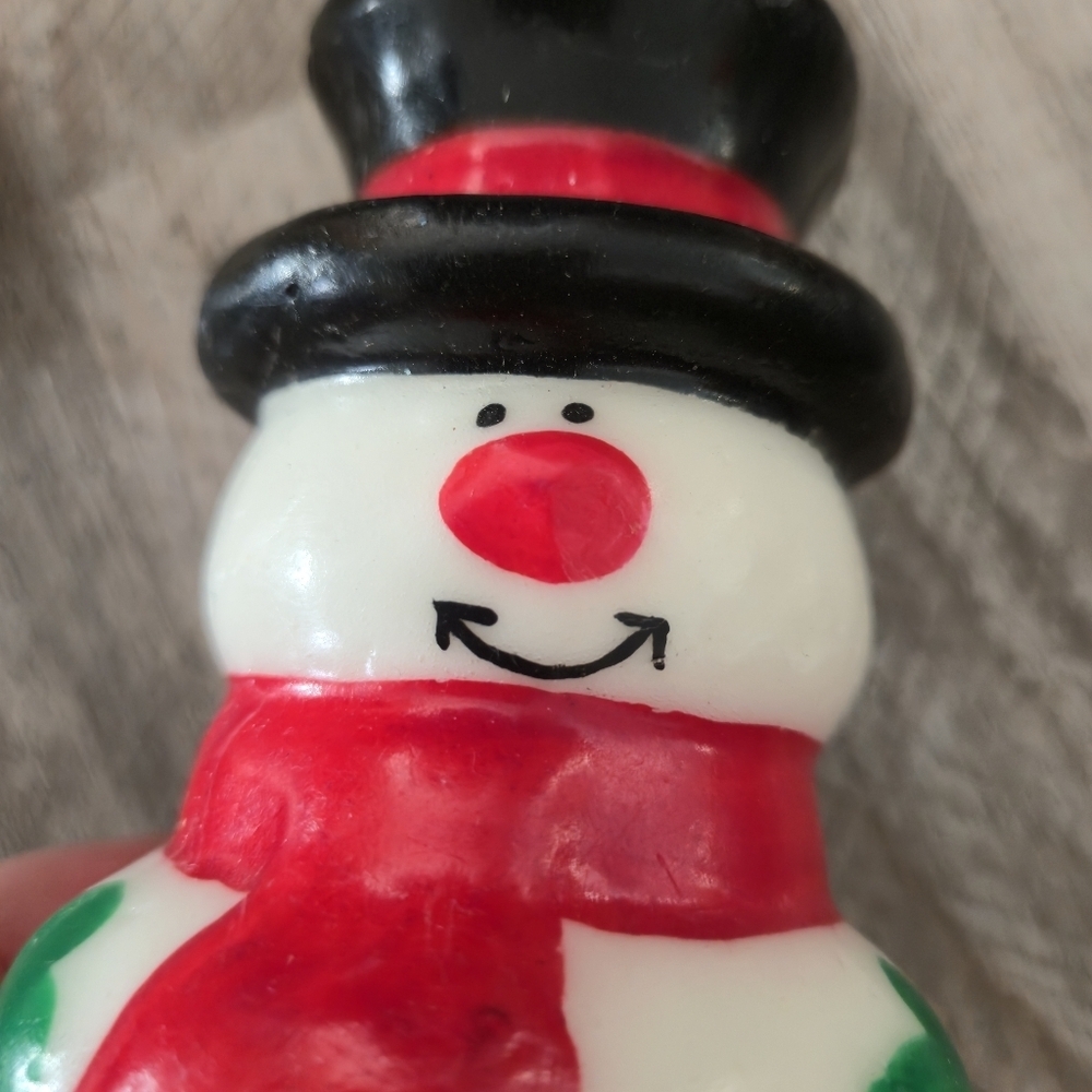 Vintage Christmas Candle Set Snowman Pair Holiday Decor Wax Figures - Picture 8 of 15